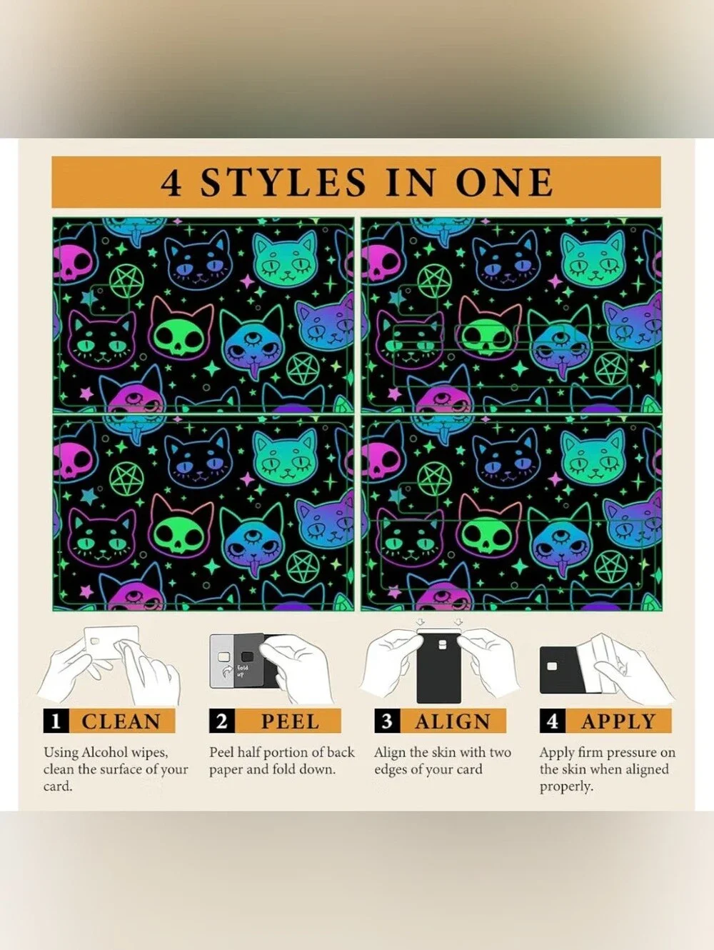 Credit Card Skin, Cute Debit Card Skin Sticker, 4Pcs Stylish Slim Anti-Wrinkling